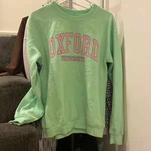 mint green sweatshirt with baby pink in oxford university